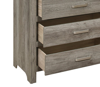 Sunvega Weathered Gray Finish 6 Drawer Dresser Faux Wood Veneer Bedroom Furniture