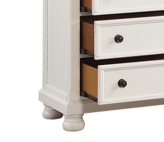 Sunvega White Finish 5 Dovetail Drawers Chest with Antique Bronze Knobs