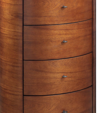 Sunvega Walnut Finish Modern Luxury Chest of Five Drawers with White Marble Top