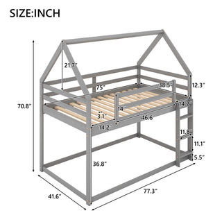 Sunvega Twin Size House Bunk Bed with Slide and Ladder for Kids Room