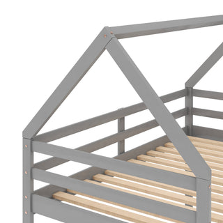 Sunvega Twin Size House Bunk Bed with Slide and Ladder for Kids Room