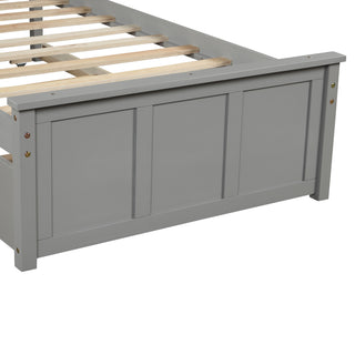 Sunvega Twin Size Platform Bed with Trundle in Espresso Made of Solid Wood