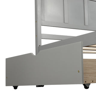Sunvega Twin Size Platform Bed with Trundle in Espresso Made of Solid Wood