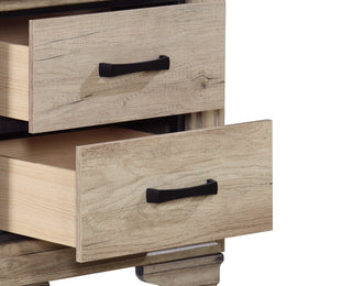 Sunvega Natural Finish Melamine Laminate Nightstand with 2 Dovetail Drawers