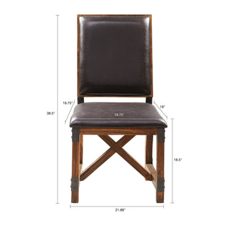 Sunvega Solid Wood Dining Chair with Faux Leather Upholstery and Crossed Beamed Support
