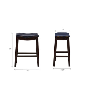 Sunvega Antique Bronze Nail Head Detailing Saddle Counter Stool with Birch Legs