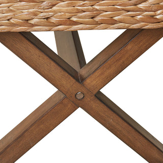 Sunvega Chestnut Wood Finish Seagrass Woven Dining or Bedroom Bench