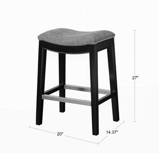 Sunvega Antique Bronze Nail Head Detailing Saddle Counter Stool with Birch Legs