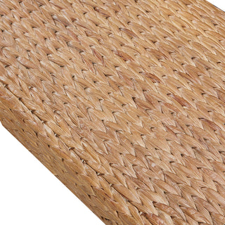 Sunvega Chestnut Wood Finish Seagrass Woven Dining or Bedroom Bench