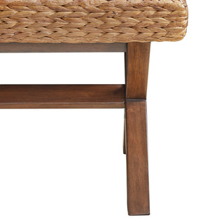 Sunvega Chestnut Wood Finish Seagrass Woven Dining or Bedroom Bench