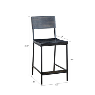 Sunvega Black Metal and Wood Finish Counter Stool with 300 lbs Capacity