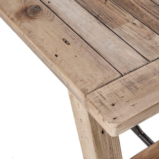 Sunvega Country-Inspired Solid Wood Dining Table with Metal Stretchers Seats 6