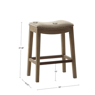 Sunvega Antique Bronze Nail Head Detailing Saddle Counter Stool with Birch Legs