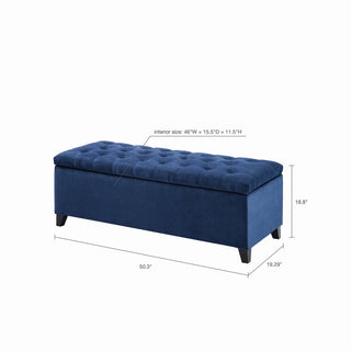 Sunvega Upholstered Tufted Storage Bench with Soft Close Lid and Interior Space