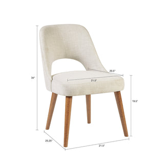 Sunvega Nola Textured Tan Upholstered Dining Chairs with Dark Brown Wood Legs Set of 2