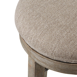 Sunvega Textured Grey Upholstered Swivel Counter Stool with Distressed Frame