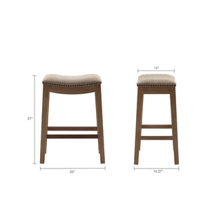 Sunvega Antique Bronze Nail Head Detailing Saddle Counter Stool with Birch Legs