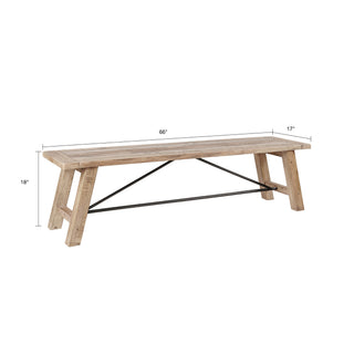 Sunvega Country-Inspired Solid Wood Dining Table with Metal Stretchers Seats 6