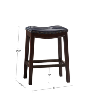 Sunvega Antique Bronze Nail Head Detailing Saddle Counter Stool with Birch Legs