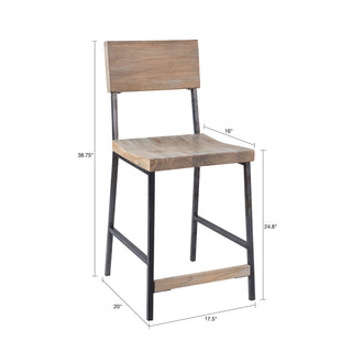Sunvega Modern Upholstered Counter Stool with Wood Legs for Kitchen and Bar