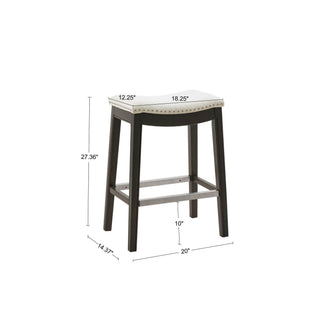 Sunvega Antique Bronze Nail Head Detailing Saddle Counter Stool with Birch Legs