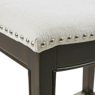 Sunvega Antique Bronze Nail Head Detailing Saddle Counter Stool with Birch Legs