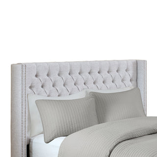 Sunvega Grey Queen Upholstery Headboard with Button Tufted and Nailhead Decor