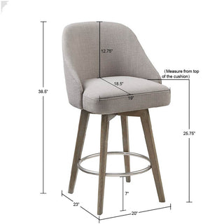 Sunvega Swivel Counter Stool with Medium High Back and Metal Ring Footrest