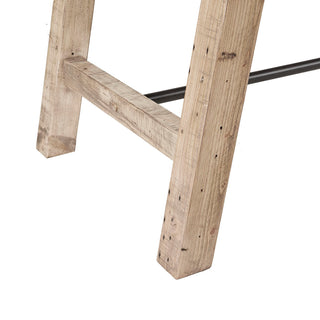 Sunvega Country-Inspired Solid Wood Dining Table with Metal Stretchers Seats 6