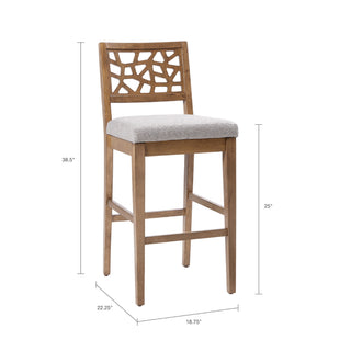 Sunvega Carmel Oak Upholstered Counter Stool with Solid Wood Frame