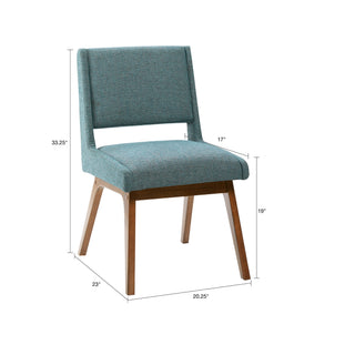 Sunvega Rubber Solid Pecan Wood Finish Dining Side Chair with 4.75" Thick Cushion