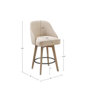 Sunvega Swivel Counter Stool with Medium High Back and Metal Ring Footrest