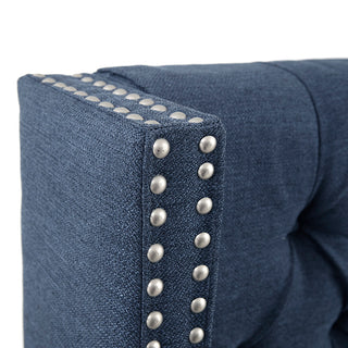 Sunvega Grey Queen Upholstery Headboard with Button Tufted and Nailhead Decor