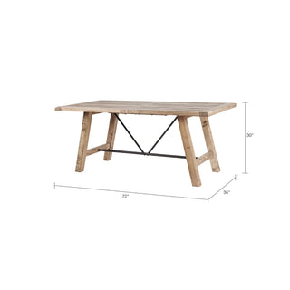 Sunvega Country-Inspired Solid Wood Dining Table with Metal Stretchers Seats 6