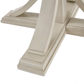 Sunvega Antique Cream Round Dining Table with Solid Wood Veneer Top