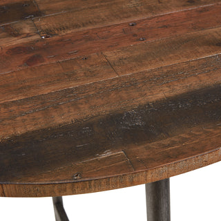 Sunvega Multi Pine Wood Finish Round Bar Table with Gun Metal Frame
