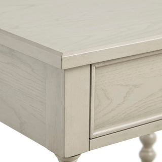 Sunvega Antique Cream Nightstand with Turned Legs and Natural Whitewash Look