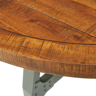 Sunvega Adjustable Height Lancaster Round Dining and Gathering Table with Amber Wood Finish