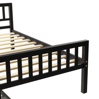 Sunvega Twin Bed Frame with Trundle and Headboard for Small Bedroom Space Saving