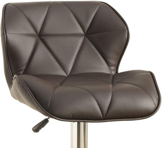 Sunvega Modern Brown Faux Leather Tufted Adjustable Height Kitchen Island Stools Set of 2