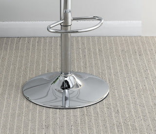 Sunvega Silver Faux Leather Adjustable Stool Set of 2 with Tufted Seats and Chrome Base