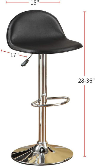 Sunvega Silver Faux Leather Adjustable Stool Set of 2 with Tufted Seats and Chrome Base