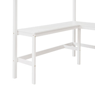 Sunvega Sturdy Pine Wood Loft Bed with Bookshelves and Desk for Small Spaces