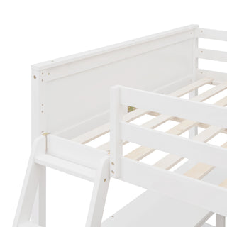 Sunvega Sturdy Pine Wood Loft Bed with Desk and Bookshelves for Space Saving