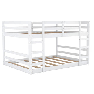 Sunvega Full Over Full Bunk Bed with Ladder in Solid Pine Wood Frame