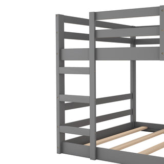 Sunvega Full Over Full Bunk Bed with Ladder in Solid Pine Wood Frame