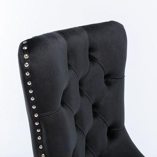 Sunvega High Back Velvet Dining Chairs with Tufted Upholstery and Nailhead Trim
