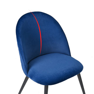 Sunvega Navy Blue Velvet Dining Chair with Metal Black Legs Set of 4