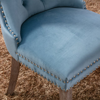 Sunvega High Back Velvet Dining Chairs with Tufted Upholstery and Nailhead Trim