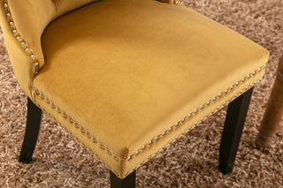 Sunvega High Back Velvet Dining Chairs with Tufted Upholstery and Nailhead Trim